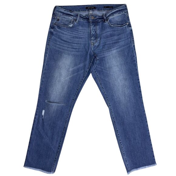 Dear John Womens Jeans Erin Slim Straight Raw Hem Blue Sz 30 Distressed Grunge - Picture 1 of 9
